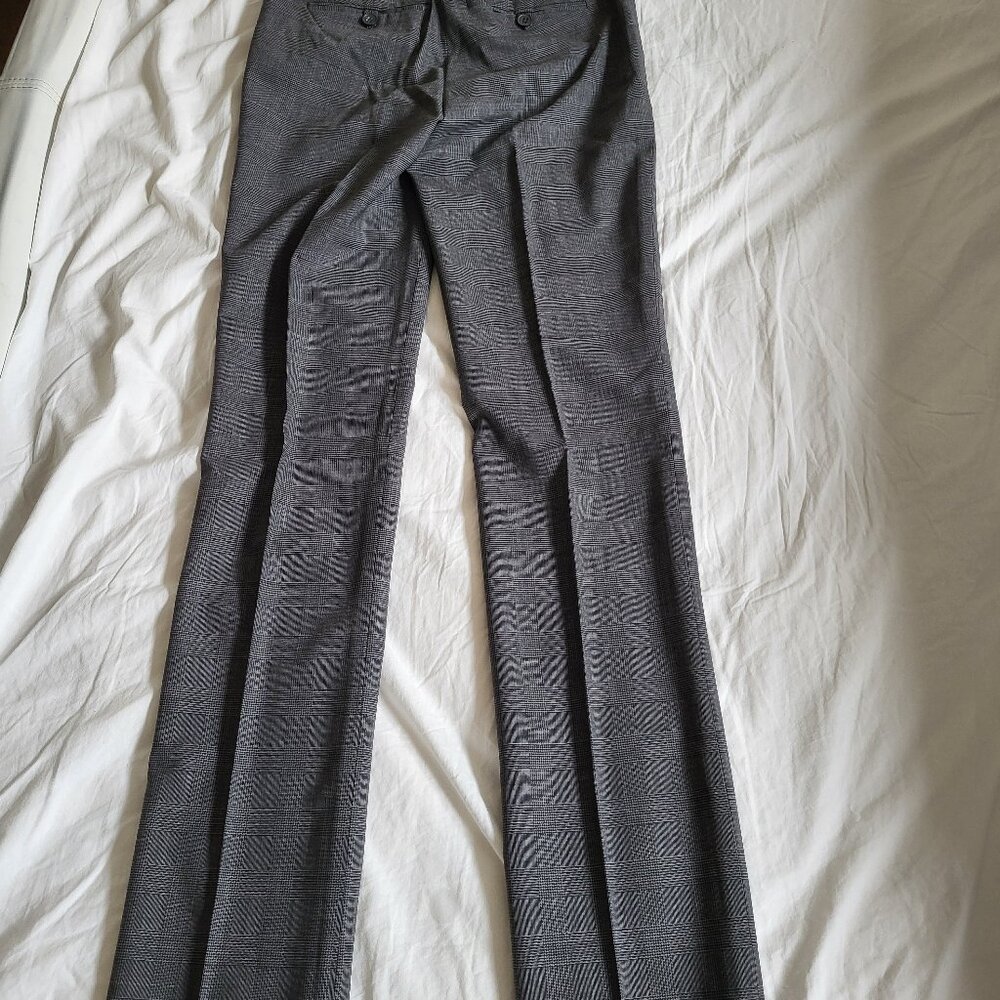 Houndstooth plaid Wool Straight pant, Gray